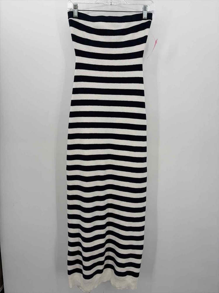 Pre-Owned Grlfrnd White Size Medium Stripe Maxi Strapless Dress