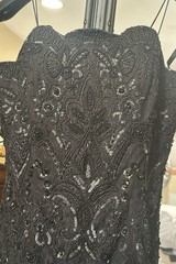 Malekan Women’s Black Lace Sequin Beaded Sweetheart Strapless Long Gown M