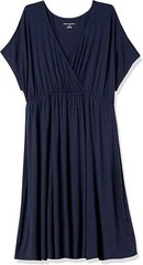 Essentials Women&rsquo;s Standard Solid Surplice Dress, Navy, XX-Large