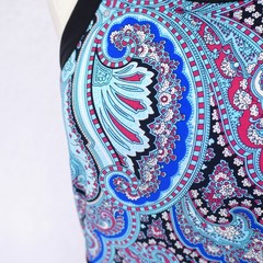 International Concepts -Large- Blue Pink Paisley Dress Open Shoulder Polyester
