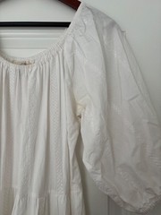 Universal Thread White Midi Peasant Dress w/ Puff Sleeves & Lace Details, Size S