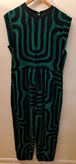 Marfinno Women&rsquo;s Party Jumpsuit Size L Geometric Green & Black Adjustable Waist