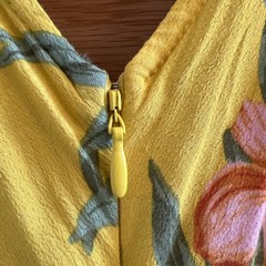Warehouse Dress Yellow Tropical Floral 16 Ruffle Side Tie Adjustable 100%Viscose