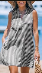 NWT Cupshe Women&rsquo;s White Black Stripes Mini Dress Size Large