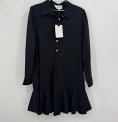 Pomander Place By Tuckernuck Black Crepe Callahan Shirt Dress size XL Ruffle Hem