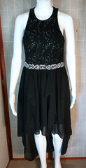 Mujer Moderna Size Medium Black Evening Dress Sequin Beaded Waist Sparkled Top