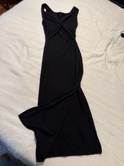 Black Summer Bodycon Dress With Back Cutout And Side Slit
