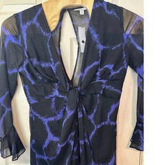 Topshop NWT Sheer Lined Woven Knot Front Plunge Occasion Midi Dress Size 12