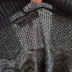 Glo Jeans XL Black Silver Metallic Knit Sweater Dress Cowl Neck Belted