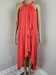 Bcbg maxazria Womens Small Lanna Draped Asymmetric Hi Low Hem Halter Dress