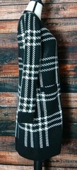 Olive & Oak Sweater Dress XL Petite Duster Cardigan Black White Plaid Fuzzy Knit