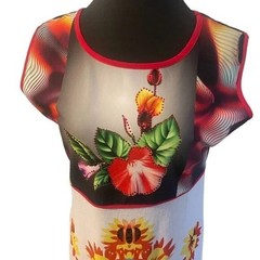 Artistic Multicolor Custom Jeweled Floral Women&rsquo;s Orchids Side Slits Dress