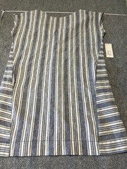 Peyton & Parker Button Back Shift Dress Women M Blue Striped Linen Blend Preppy