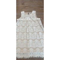 Speechless XS Cream Lace Sleeveless Mini Dress Fringe Hem Keyhole Back