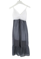 Sandro Dress Womens M Sleeveless V Neck Striped Mid Length