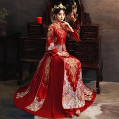 Xiuhe Suit Chinese Traditional Bride Dress Wedding Dress Women Retro Red Set