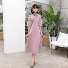 Spring/summer Embroidered Cheongsam Women Ethnic Long Cheongsam Qipao Dress