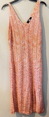 Madden NYC Knit Maxi Dress Pink Orange Chevron Sleeveless Summer Large