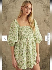 Urban Outfitters Sofia Floral Puff Sleeve Mini Dress Smocked Puff Sleeves