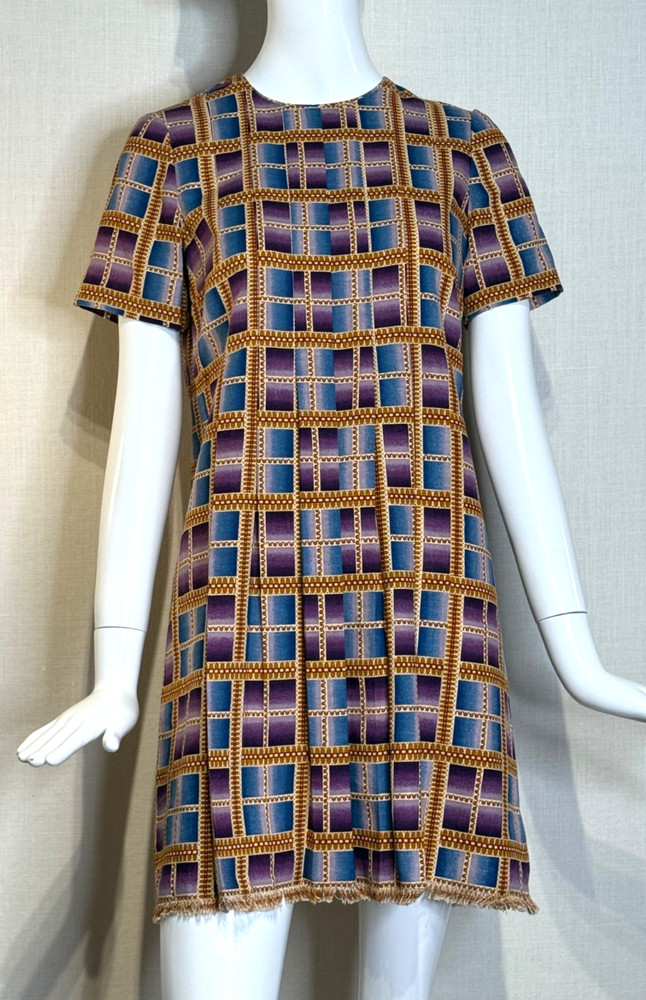 Anna Sui SILK & LINEN Ombre Print Mini Dress Size 8 Runway Spring 2011, VTG NWT