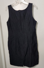 Emily Reger Black Silk Linen Sleeveless Shift Dress Size 10 Lined Above Knee Vtg