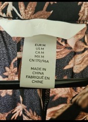 H&M Black/Beige Floral Long Sleeve Polyester Midi Dress Women Regular M
