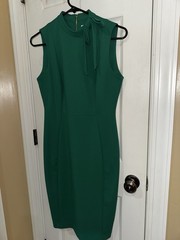 Calvin Klein Women&rsquo;s Tie-Neck Sheath Dress, emerald green sleeveless midi
