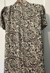 Defacto Woman Midi Dress M Paisley Ruffle Beige Green Maroon Short Sleeve