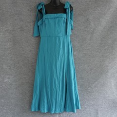 Trixxi Tie Shoulder Midi Dress XL Teal Turquoise Split Rayon Francescas NWT
