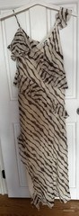 Future Collective Zebra Print One Shoulder Ruffle Maxi Dress 2XS, S, M, L, XL 1X