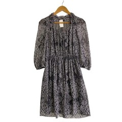 Hysteric Glamour Gray Animal Print Long Sleeve Dress Free Auth