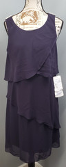 S.L. Fashions New York Chiffon Dress Womens 8 Purple Ruffle Rhinestone Shoulder