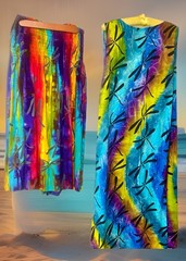 2 Batik Tie Dye Halter Sun Dresses, One Size, Rainbow Colorful, Festivals