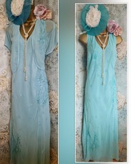 Berkertex Turquoise beaded 20s Gatsby Evening Wedding Occasion dress Bolero 20