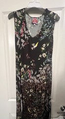 Johnny Was Janie Favorite High Slit Jersey Knit Dress – XS, Ash Bird Floral