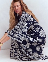 Boden Nell Kimono Midi Jersey Dress Navy Elegant Blossom Size 6R (NWT)