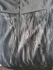 One-Shoulder Black Fringe Evening Dress with Dramatic Bow [COPY]