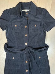 DVF Shirt Dress Classic Preppy Navy Micro Cord Twee Retro Everyday Staple 8