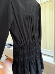 Lauren Ralph Lauren Women&rsquo;s Navy Solid V-Neck Long Sleeve Smocked Mini Dress 0