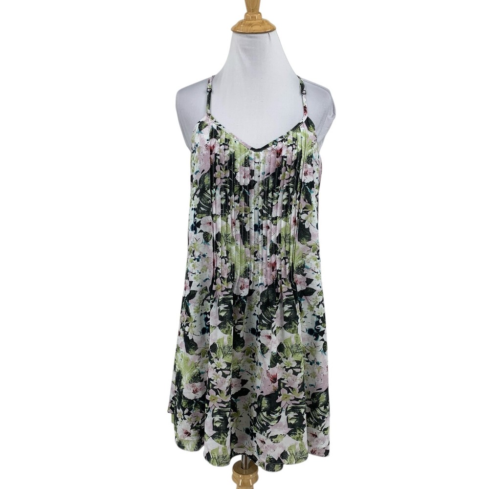 Sanctuary Dress Womens M Medium Multi Floral V Neck PinTuck Adjustable Straps