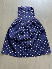 Self Portrait Self-Portrait Satin Midi Dress Strapless Navy Blue White Size US 0