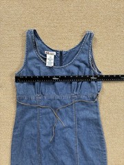 Women’s 100% Cotton Denim Belted Mini Dress Floral Embroidery Size S Western