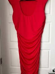 sofia by sofia vergara Red Ruched Midi Dress-XL