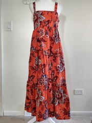 Rhode For Target Orange Boho Block Print Cotton Maxi Dress S