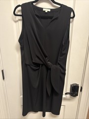 Jade Melody Tam Women&rsquo;s Black Tie Front Flattering Shift Dress Sz L NWOT