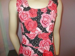 Vtg 50s Style Floral Dress Size M Swing Fit & Flare Polka Dot Rockabilly Tradwif