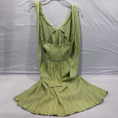 Shein Aveloria Solid Tie Backless Halter Dress Lime Green Size Small