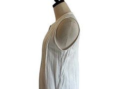 Quince Ivory Guaze Sleeveless Dress Women Sz S 100% Organic Cotton Pintuck Lined