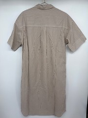 The Drop size Large Marla Drop-Shoulder Short-Sleeve Midi Shirt Dress Tan White