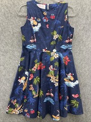 Hawaii Hangover Tropical Christmas Dress Womens M Blue Santa Beach